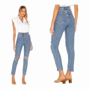WeWoreWhat NWT The Danielle High Rise Straight Jean Spring St Hole Wash Size 25